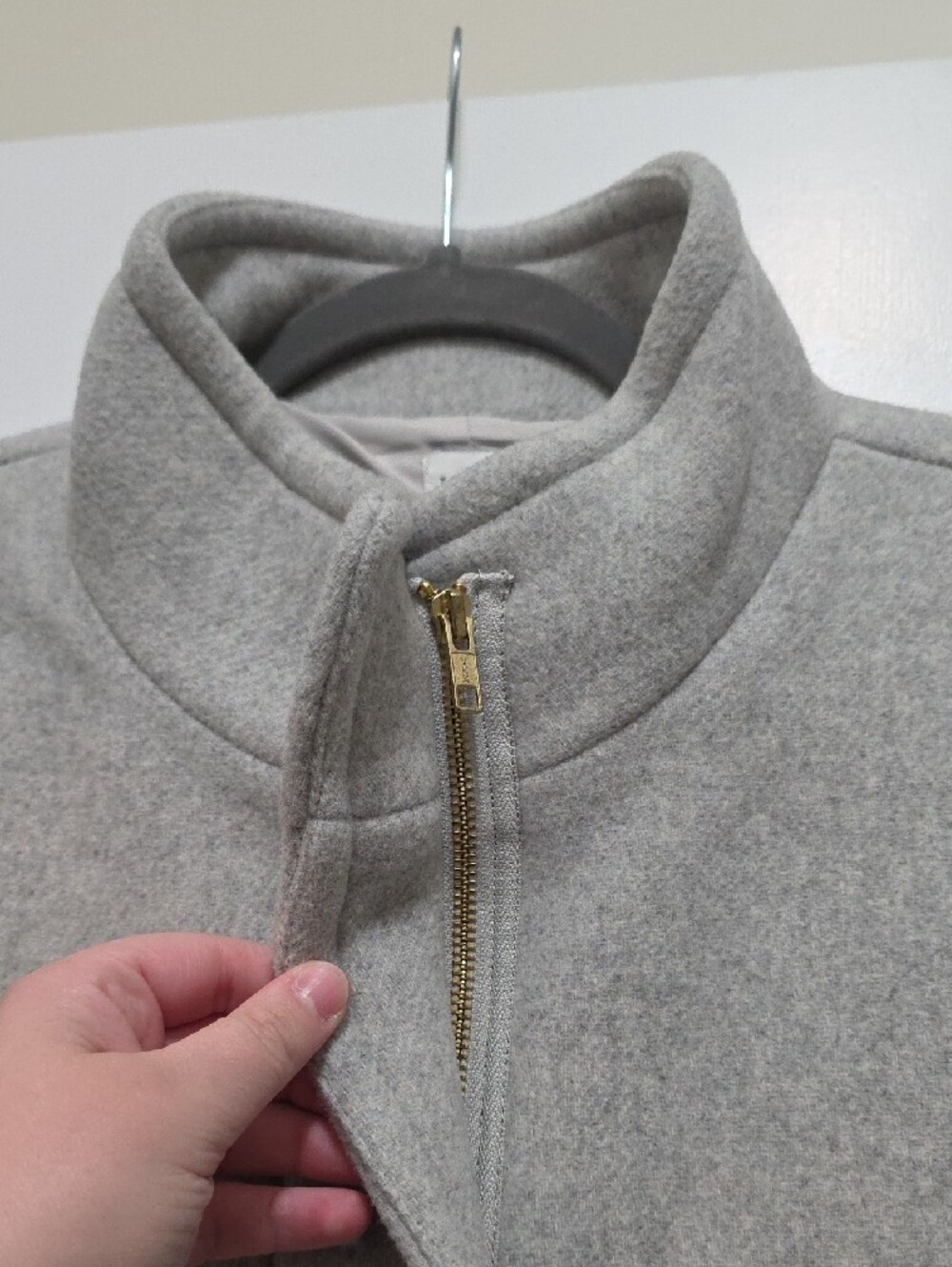 J. Crew Light Gray Wool-Blend Funnel Neck Pea Coat - Picture 2 of 7